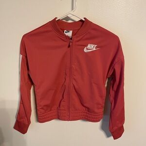 Nike Zip Up Youth Girls Pink Coral Tracksuit Sweatshirt Sportswear -MED